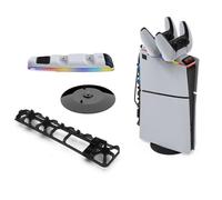 XBERSTAR Kit de chargeur de poignée PS5 pour ventilateurs de refroidissement PS5 Slim Support vertical Station de charge pour PlayStation 5 Slim Accessoires de console (chargeur de poignée +