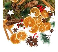 Xbessc 119 Pièces Couronne de Noel a Decorer, Couronne de l'Avent avec Pommes de Pin Baies Bâtons de Cannelle Tranches d'orange Anis étoilé Aiguilles de Pin Ficelle de Jute Mousse et Pentagramme