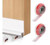 Xbessc 2 Pièces Joint Brosse Isolation de Porte d'Entrée, 100 × 5,2 CM Boudin de Porte Blanc, Boudin Bas de Porte Brosse, Joint de Porte Auto-adhésif Découpable pour Portes Intérieures et Extérieures