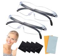 Xbessc 2 Pièces Loupe de Lecture 300%, Noire Lunettes Loupe Mains Libres pour Porteurs de Lunettes, Anti Lumière Bleue, Loupe Grossissante avec Étuis à Lunettes et Lingettes pour Le Travail Rapproché