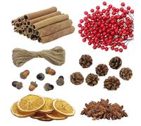 Xbessc 237 Pièces Kit Couronne de Noel a Decorer avec Tranches d'orange Séchées Pommes de Pin Gland Baies Rouges Baton Cannelle Anis Étoilé Ficelle de Jute Accessoires de Bricolage Couronne de Noël