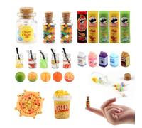 Xbessc 28 Pièces 1/12 Mini Nourriture Ensemble de Nourriture Miniature Résine Mini Boisson Alimentaire Kit Miniature Accessoires pour Jeux de Simulation Maison de Poupée Miniature