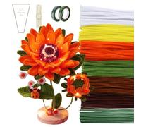 Xbessc 400 Pcs Cure-Pipe 6 Couleurs Fil Chenille Pipe Cleaners avec Floratape Tige Fleur Artificielle Ruban Emballage de Bouquet pour Décorations et Artisanat Créatif Creatifs DIY Bouquet de Tournesol