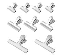 Xbessc 9 PCS Pince Sachet Acier Inoxydable, Clips de Fermeture Métallique Argenté Conservation Alimentaires, 3 Tailles Pince Cuisine Sachet pour la Maison ou le Bureau Nourriture 12cm 7,8cm 5,5cm