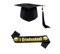 Xbessc Toque Diplome avec Pendentif écharpe de Diplômé I Graduated Décoration Chapeau Etudiant Diplômé Noir étudiants Chapeau Unisexe pour Remise de Diplôme Université Lycée