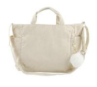 Xbessc Tote Bag Sac a Main Femme Grand Sac Cabas en Velours Côtelé Minimaliste Sacs à Bandoulière Sacs Fourre Tout avec Porte-clés Pom Pom pour le Travail Bureau Voyage Shopping Ecole(Beige)