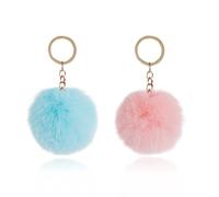 XBFOCNH 2 Pièces Porte-Clés de Pompons,Porte-clés pompon en Fourrure,Peluche Accessoire de Pendentif pour Filles Femmes
