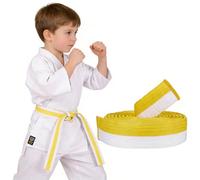 XBFOCNH Ceintures D'arts Martiaux,Blanc et jaune Ceintures de Judo,180CM Ceinture de taekwondo professionnelle,Accessoire de sport de combat Taekwondo