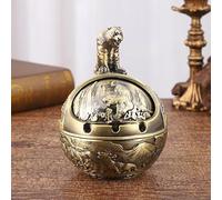 XBHGSY Cendrier Sur Pied Extérieur Original Cendrier Du Zodiaque En Métal Avec Couvercle Rétro Anti Chute Ornements De Bureau Tigre En Bronze