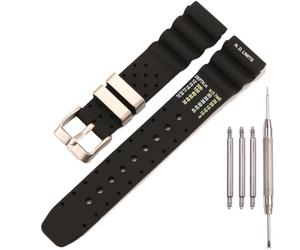 XBHSW Bracelet de montre en silicone de 20 mm compatible avec Citizen Hyper Aqualand Duplex Promaster BN0151-09L BN0151-17L Scuba Diver, Bracelet noir avec boucle en acier, One Size, Moderne
