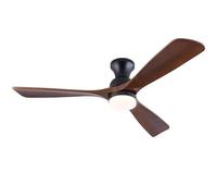 XBIBI Ventilateur de plafond à profil bas de 132,1 cm avec lumières et télécommande, à intensité variable, silencieux, 6 vitesses, ventilateur de plafond en bois noir avec montage encastré