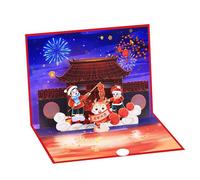 xbiez 1 lot de cartes de bénédiction pop-up avec enveloppe - Décoration créative pour les fêtes et le Nouvel An chinois