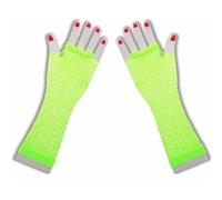 xbiez 1 paire de mitaines en résille pour femme - Couleurs fluo - Mitaines courtes en maille - Pour fête à thème, vert fluorescent, As desacribed