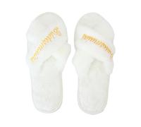 xbiez 1 paire de pantoufles confortables pour enterrement de vie de jeune fille ou demoiselle d'honneur en peluche essentielle, Demoiselle d'honneur Blanc, Taille unique