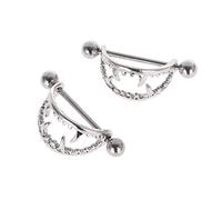 xbiez 2 Pièces/ensemble Bouche pour Barres De Dents Pointues Bouclier Anneaux De Mamelon Piercings De Mamelon Barbell Bijoux Décoration pour Anneaux De Mamelon Unise Bouclier En Acier