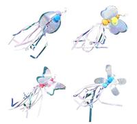 xbiez Assortiment de 4 recharges pour chat - Recharges - Pompons de rechange - Jouet de pêche - Pendentif - Insecte vacillant