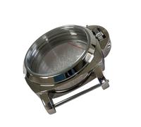 xbiez Boîtier de montre en acier inoxydable de 44 mm idéal pour la réparation et l'entretien des montres mécaniques avec couvercles en verre minéral, Polissage.