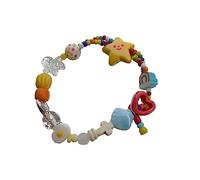 xbiez Bracelet élastique tendance avec étoiles colorées et perles simples - Bijoux de fête, d'amitié, bracelets à breloques élastiques pour femme - Déclaration de sa petite amie