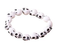 xbiez Bracelet tendance en forme de tête de mort avec perles en résine élastique style punk