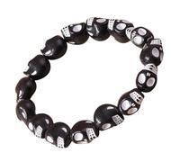 xbiez Bracelet tendance en forme de tête de mort avec perles en résine élastique style punk