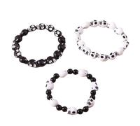 xbiez Bracelet tendance en forme de tête de mort avec perles en résine élastique style punk