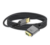 xbiez Câble convertisseur VGA DisplayPort vers VGA 1080p Câble de connexion vidéo 2 mètres Fil tressé souple Conversion numérique vers analogique