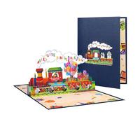 xbiez Carte d'anniversaire en train faite à la main - Carte de train innovante avec poche pour argent - Carte de vœux élégante pour anniversaires