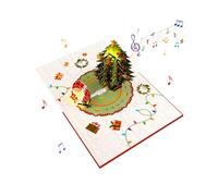 xbiez Carte de Noël musicale avec lumières LED - Carte de vœux pop-up pliable avec enveloppe - Carte postale d'invitation faite à la main