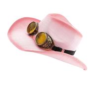 xbiez Chapeau de soleil occidental avec lunettes à bords roulés couleur vieillie pour un port confortable pour un port confortable, festival de musique, carnaval, festival de musique