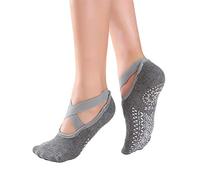 xbiez Chaussettes de yoga en silicone pour femme - Pantoufles de danse - Respirantes - Dos nu - Pour le sport, le fitness, la course à pied, le yoga - Contrôle du ventre - Legging Power, gris, Taille