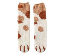 xbiez Chaussettes d'hiver épaisses et chaudes pour femme - Jolies chaussettes douces pour femme - Motif pattes d'animaux - Chaussettes décontractées pour femme, a, Taille unique