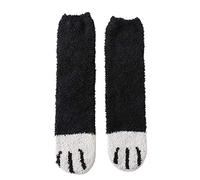 xbiez Chaussettes d'hiver épaisses et chaudes pour femme - Jolies chaussettes douces pour femme - Motif pattes d'animaux - Chaussettes décontractées pour femme, Noir , Taille unique