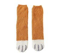 xbiez Chaussettes d'hiver épaisses et chaudes pour femme - Jolies chaussettes douces pour femme - Motif pattes d'animaux - Chaussettes décontractées pour femme, jaune, Taille unique