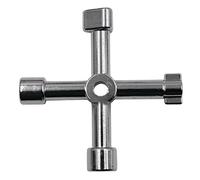 xbiez Clé cruciforme 4 en 1 avec accessoires, universelle, carrée, triangulaire, pour train, armoire électrique, armoire d ' ascenseur, trou rond central double face, trou carré