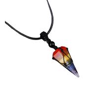 xbiez Collier avec pendentif conique hexagonal en maille avec pierres précieuses naturelles et opales - Bijou élégant et portable pour femme, taille unique, Comme décrit, Comme décrit.
