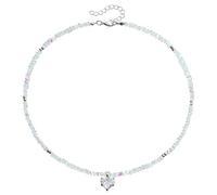 xbiez Collier de perles tendance fait main avec pendentif en forme de cœur réglable en verre grainé pour femme tendance