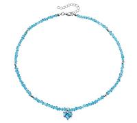 xbiez Collier de perles tendance fait main avec pendentif en forme de cœur réglable en verre grainé pour femme tendance
