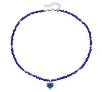 xbiez Collier de perles tendance fait main avec pendentif en forme de cœur réglable en verre grainé pour femme tendance