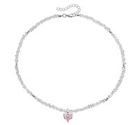 xbiez Collier de perles tendance fait main avec pendentif en forme de cœur réglable en verre grainé pour femme tendance