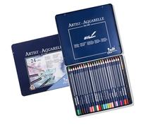 xbiez Crayons de couleur avec boîte en métal - Crayon aquarelle pré-taillé avec pinceau pour livre de coloriage en bois