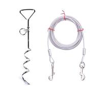 xbiez Ensemble de câble et piquet pour chiens de petite et grande taille de 2,9/5,9/10 m sans enchevêtrement pour la cour à l'extérieur