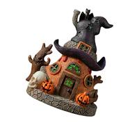 xbiez Figurine de maison de sorcière d'Halloween lumineuse à LED pour étagère ou bureau