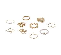 xbiez Lot de 10 bagues uniques en forme de feuille de vigne avec fausses perles - Accessoires tendance - Bijoux tendance pour femmes et filles, taille unique, Comme décrit, Comme décrit.