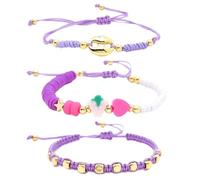 xbiez Lot de 3 bracelets de perles ethniques élégants avec nez de cochon et breloques en argile fruitée pour femme tendance, taille unique, Comme décrit