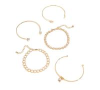 xbiez Lot de 5 bracelets manchette ouverts avec motifs géométriques uniques et strass pour femme tendance usage quotidien manchette ouverte, taille unique, Comme décrit