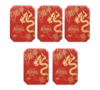 xbiez Lot de 5 cartes de bénédiction du Nouvel An 2025 - Année du serpent - Cartes de vœux manuscrites - Fournitures de fête du printemps