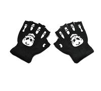 xbiez Mitaines brillantes dans le noir en tricot extensible pour tout-petits enfants Halloween Cosplay squelette mitaines demi-doigts gants jetables, blanc, taille unique