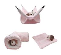 xbiez Oreiller doux pour petits animaux de compagnie en peluche câlins cabane chaude hamac tunnel petit animal familier lit d'hiver ensemble de 3