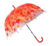 xbiez Parapluies de pluie dôme cage à oiseaux parapluie transparent à bulles automatique avec feuille transparente auvent dôme parapluie coupe-vent bâton parapluie, Rouge, Leaf