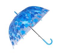 xbiez Parapluies de pluie dôme cage à oiseaux parapluie transparent à bulles automatique avec feuille transparente auvent dôme parapluie coupe-vent bâton parapluie, bleu, Leaf